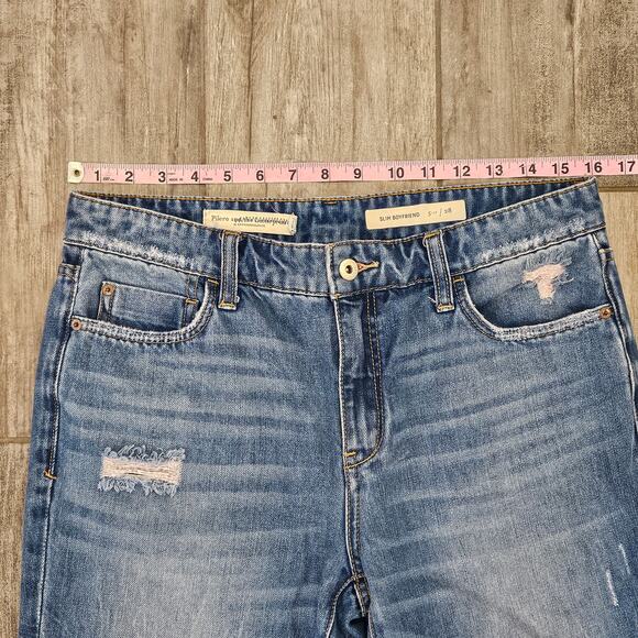 Pilcro Jeans Womens Size 28 Slim Boyfriend Distressed Pink Frayed Ankle Crop - Picture 2 of 11